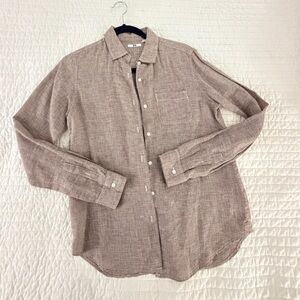 Uniqlo women’s 100% linen Shirt - Taupe size Small
